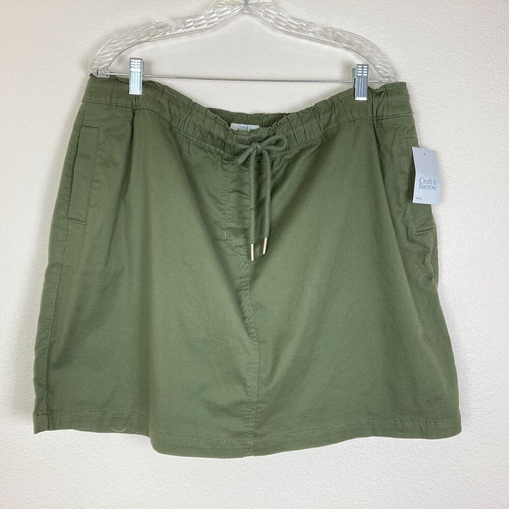 Croft & Barrow Women’s Mini Skirt Size Petite PXXL Green Cotton Stretch NWT